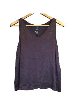 New Eileen Fisher Sandwashed Cupro V Neck Tank Top XXS Sustainable Faux Suede